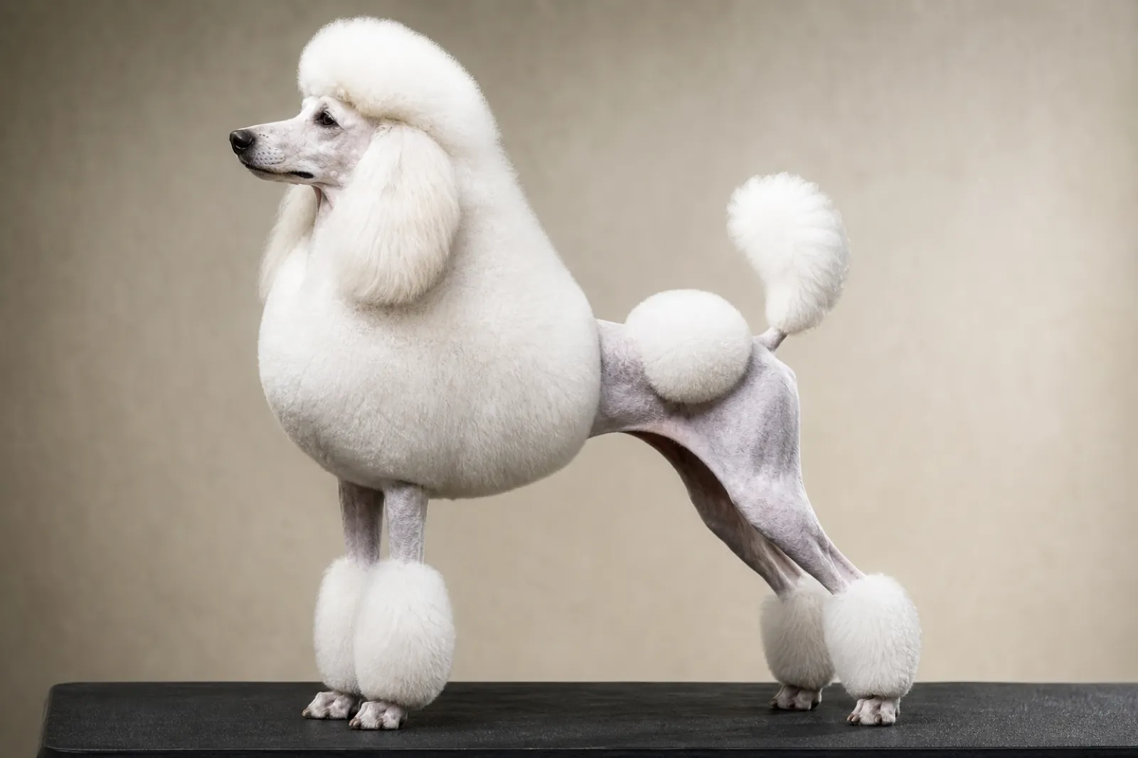 Caniche estandar con corte continental clasico