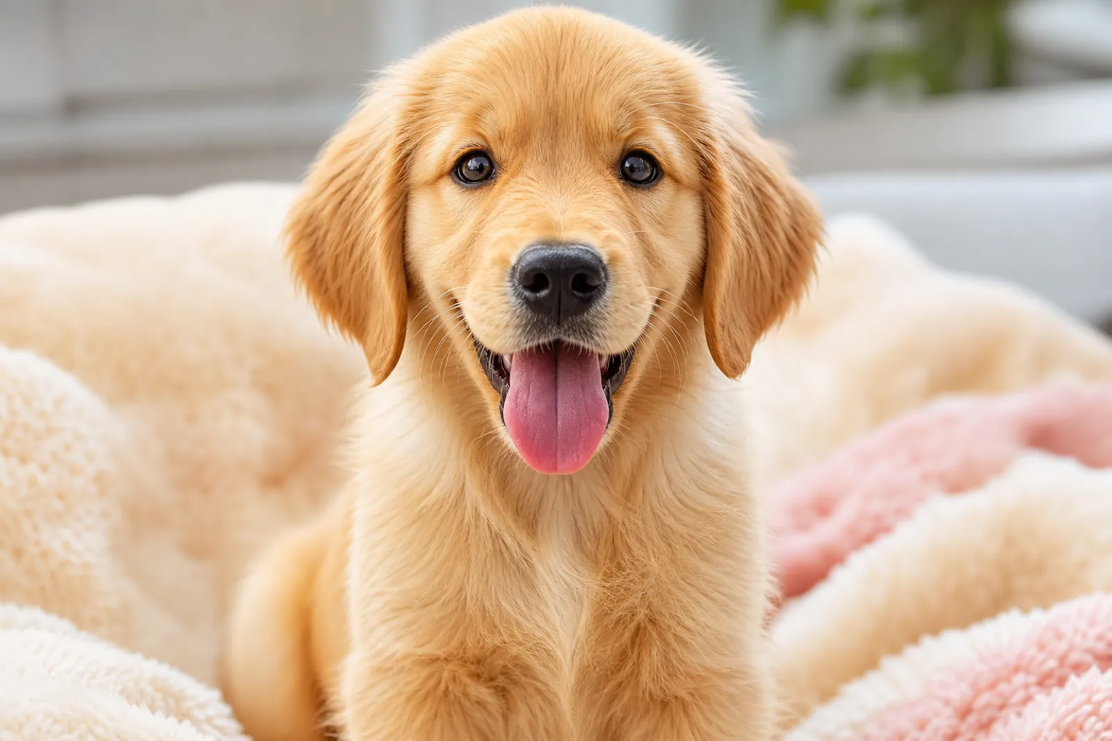 Cachorro de Golden Retriever feliz tras el bano
